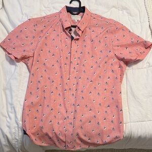 Men’s Pink Short Sleeve Button Down